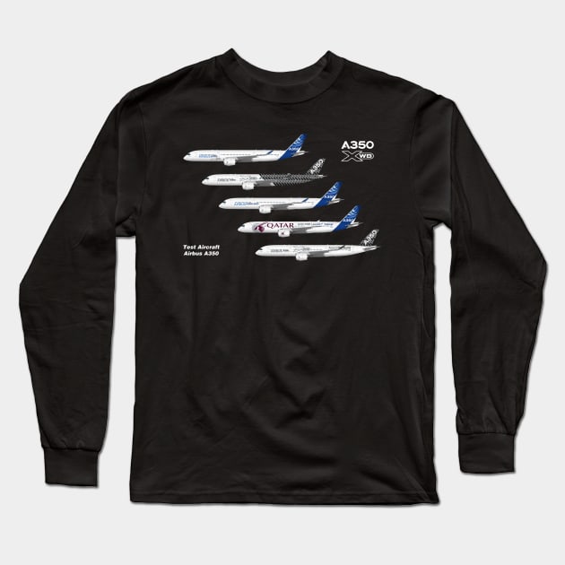 Airbus A350 Test Aircraft Fleet Long Sleeve T-Shirt by SteveHClark